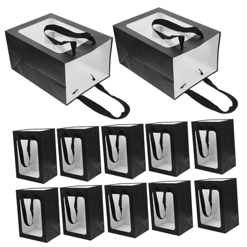 Paquet en papier kraft noir avec fenêtre pour emballage élégant de cadeaux