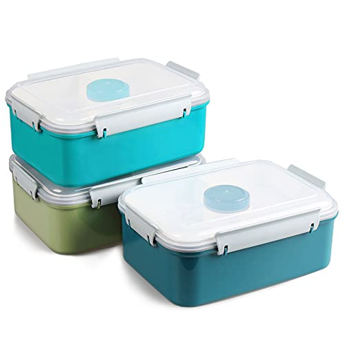 Shopwithgreen BENTO BOXES 3 Pack Salad Food Storage Container To Go, 47 Oz Bento Box cover