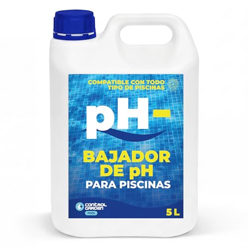 CONTROL GARDEN Bajador PH Piscinas 5 L | Reductor pH- Piscina Interior y Exterior | Minorador Líquido - Súper Concentrado | Pool Regulador de Poliester, Liner y Electrólisis Salina | Mejora tu Baño