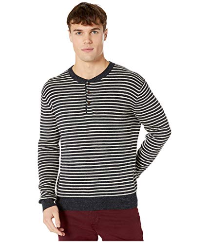 J.Crew Rugged Cotton Shoulder Panel Stripe Henley Stripe Marled Obsidian MD