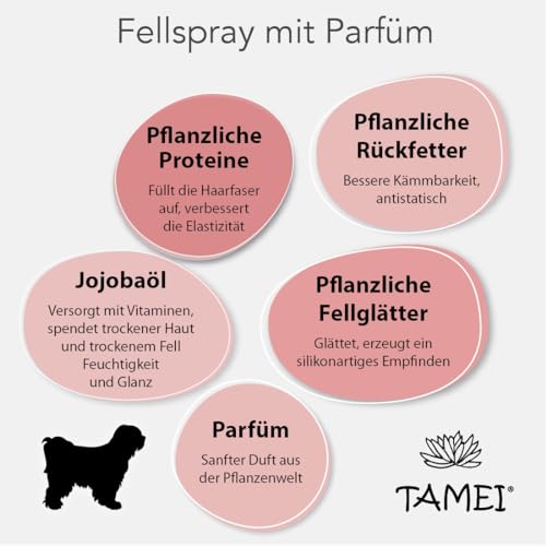 Tamei Bio Fellspray mit Duft - zur Kämmhilfe und Fellpflege - natürlich biologisch, 250ml - vegan - Fell glättend, vitalisierend und aufbauend