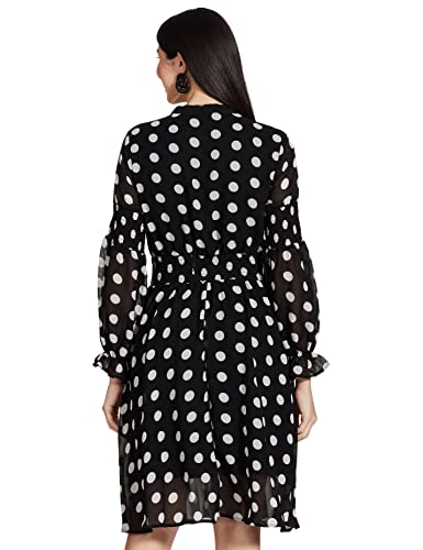 Image of Max Women Polka Dot Print Top with Tie-Up Neck