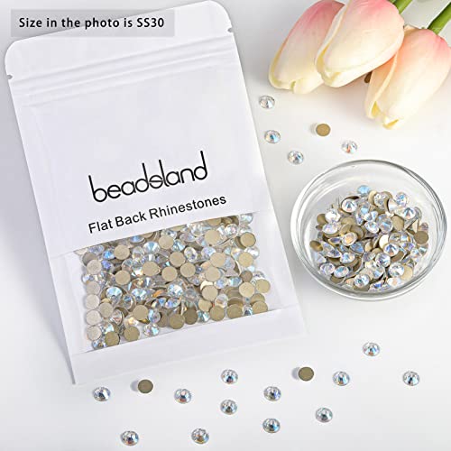 Image of Beadsland Flat Back Crystal Rhinestones, Blue Moonlight, SS30, 576pcs | Flatback Glass Gems, 6.3-6.5mm, for Nail Art Craft, Glue Fix