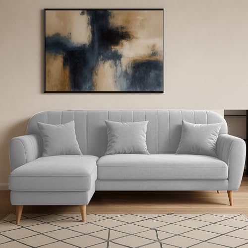 Image of Atticus LHS 4 Seater L Shape Sofa Set for Living Room (Grey Fabric) Premium Fabric Sofa Set