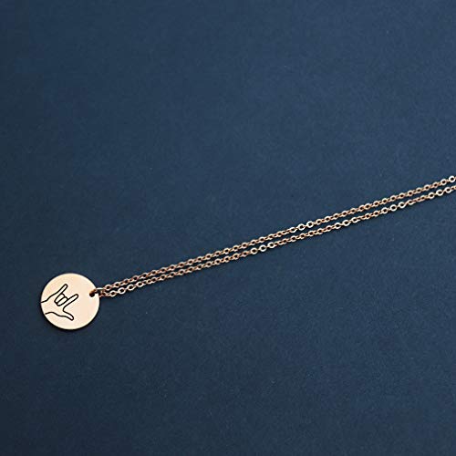 Beeshion Hand Gestures Necklace I Love You ASL Sign Necklace Gift for Besties Sisters Daughters3