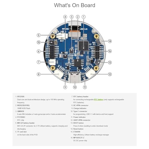 Carte de developpement Arm M33 avec ecran tactile 1.43 pouce et commande programmable RISC V