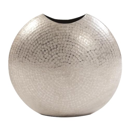 Howard Elliott Frosted Decorative Metal Vase for Centerpiece, Mettalic Silver Accent Table Vase with Hammered Texture for Home, Console Table, Entryway & Living Room, 5 x 6.5 x 14.25 Inch, Large by Howard Elliott Collection - Used condition - CA$72.35
