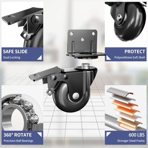 Image of Apllamo 2 in Side Mount Plate Caster Wheels Heavy Duty 600 LBS