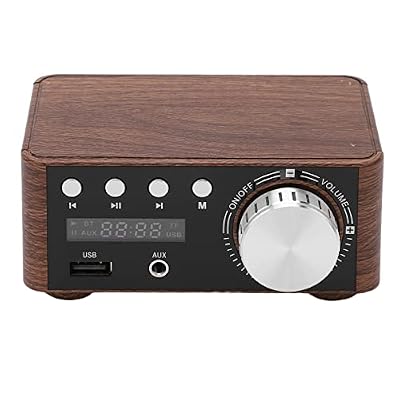 Bluetooth 5.0 Power Amplifier 2 Channel HiFi Digital Amplifier Wood Cabinet DC9V-24V USB Input for Home Theater