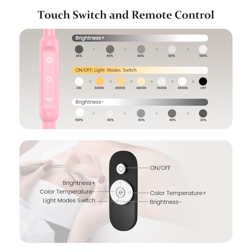 Image of Mznoo Lash Light, Half Moon Lamp with Tool Tray, 2500LM LED Moon Light for Eyelash Extensions, Flexible and Adjustable Color Modes, Suitable for Beauty Salons and Beginner DIY (Pink)