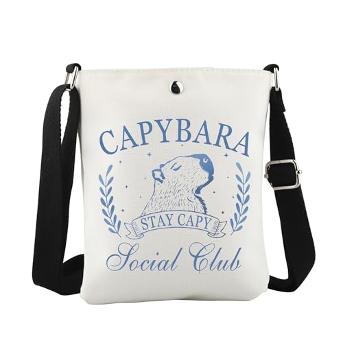 WCGXKO Capybara Social Club Crossbody Bag Capybara Lover Gift Cute