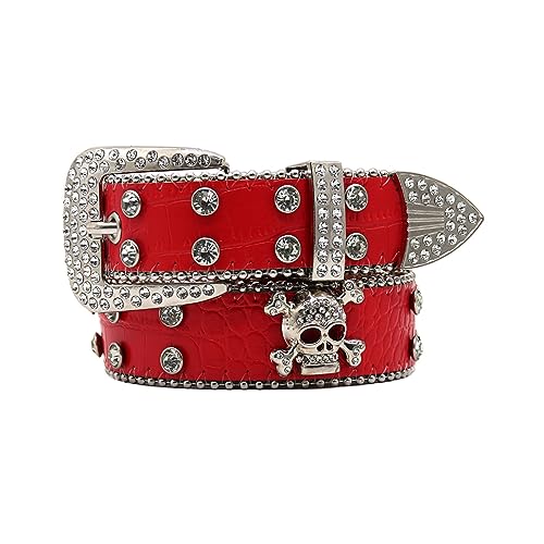 Rhinestones Skull Waist Belt Crystal Studded Belts Wide Waistband Adjustable Buckle Belt for Jeans2