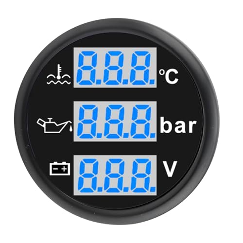 Jiawu ボート油圧・水温電圧計 デジタル表示 ボートやバイクに最適 (ブラックダイヤルブラックカバー)