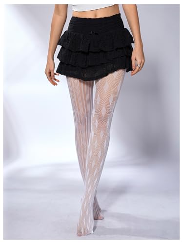 Image of SHENHE Women's Patterned Fishnet Tights High Waist Pantyhose Floral Stockings