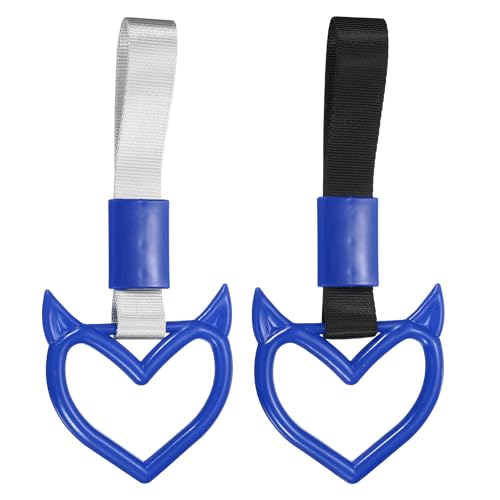 HARFINGTON Sangles poignée voiture cœur 2pcs bleu-noir/bleu-blanc