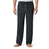 Amazon Essentials Pantalón de pijama en franela (disponible en tallas grandes y largos especiales) Hombre, Gris Negro Cuadros de Vichy Grandes, L