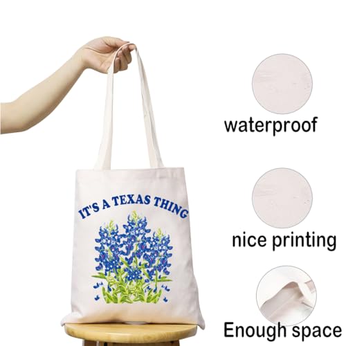 Image of JXGZSO It's a Texas Thing Bluebonnet and Yellow Rose of Texas Tote Bag Gift For Traveler
