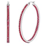 Large Red Hoop Earrings for Women, Big Rhinestone Earring ARSKRO 2 Inch CZ 50mm Diamond Bling Cubic Zirconia Crystal Hypoallergenic Stainless Steel Jewelry Gifts for Ladies Sensitive Ears