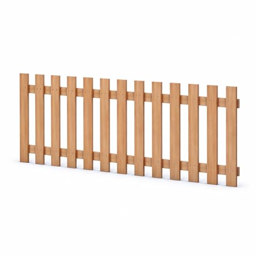 Gartenpirat Holzpaket Lattenzaun Länge 180 cm Höhe 100 cm – Lärche natur Zaunlatten Typ E – Vorgartenzaun mit Riegeln & Schrauben