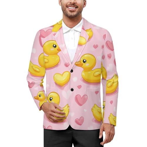 Yellow Rubber Ducks Love Hearts Funny Suits Blazer for Men Business Jacket 2 Button Sport Coat Wedding Office