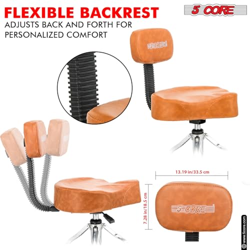 5 Core DS CH BR REST Drum Throne With Backrest Adjustable Guitar Chair Thick Memory Foam Saddle Seat Removable Motorcycle Style Drum Stool thumb #4