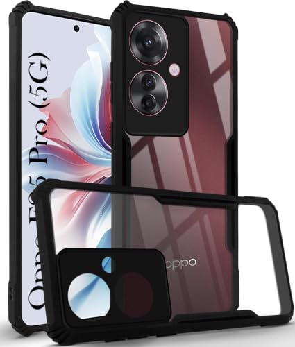 Image of Jkobi Hybrid Back Case Cover for Oppo F25 Pro 5G (Shockproof with Polycarbonate Clear Panel | Professional Black)