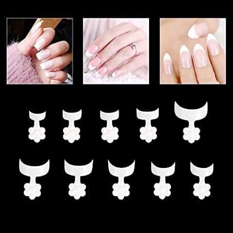 falllea 500 Pcs French Nail Tip French Short False Nail Art Tips White Half Cover Crescent Shape Acrylic Finger Sticker Extension Tool for DIY Nail Art Nail Salons(White) Cover