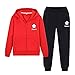 Produktbild SXSHUN Mädchen Jogginganzug Kinder Sportanzug Trainingsanzug 2tlg Bekleidungsset Sweatjacke + Jogginghose, Rot + Schwarz-1, 122/128(Etikettengröße:130)