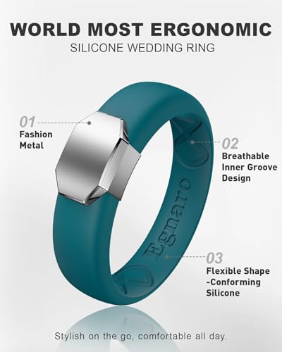 Image of Egnaro Silicone Wedding Bands Women, Inner Arc Ergonomic Breathable Design