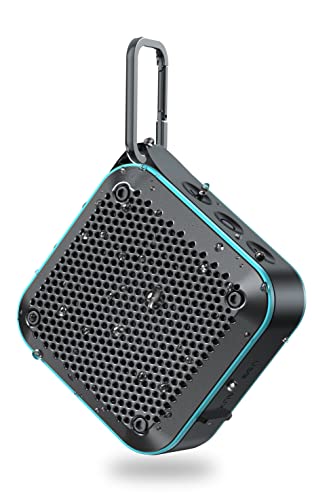 Small Bluetooth Speaker, Mini Portable Wireless Speaker with FM Radio, IPX7 Waterproof, TWS Stereo Pairing, Rich Bass, Clip on, 12H Playtime, Support TF Card+Aux for Shower Bathroom Beach Travel