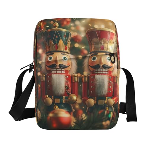 Crossbody Bag Two Christmas Nutcracker Messenger Bag for Women Men Purse Shoulder Bag Satchel Bag with Adjustable Strap 214B9126