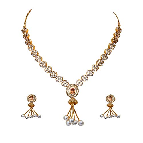 Mixed pink CZ-ruby-pearl chapado en oro un regalo inolvidable de aniversario