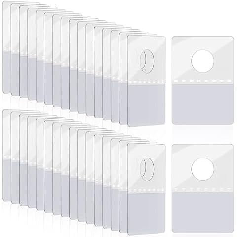 Prudiut 1600 Pcs Hang Tabs Round Hole Hang Tags Self-Adhesive Hanging Tabs Heavy Duty Display Tags for Hanging Retail Displays(1×1.5 Inch) Cover