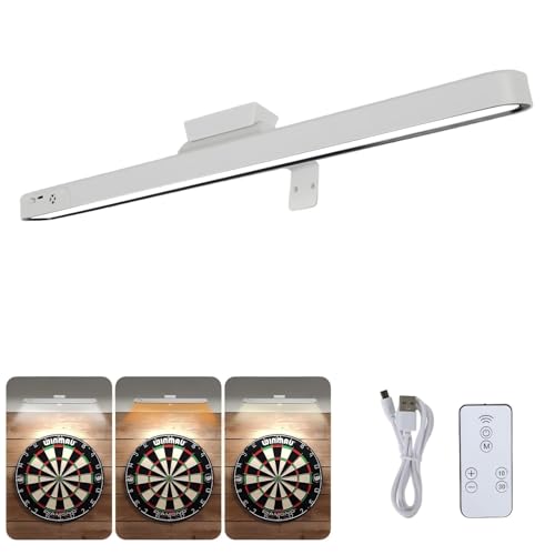 Dartboard Light Magnetic Wireless Dart Board Light Dart Light with Stepless Dimming Picture Lights for Wall with Remote Control Wall Lights for Painting Frame Dartboard (White 49cm 1Pack)