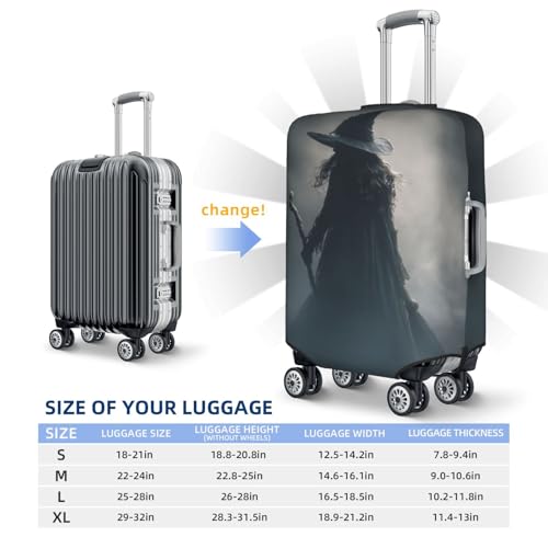 Witch Holding A Staff Dark Fantasy Elastic Travel Luggage Covers Dustproof Scratch-Resistant Suitcase Protector Fit 22-24 Inch4