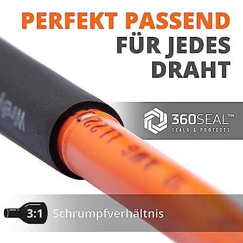 Wirefy Schrumpfschlauch Set mit Kleber - 3:1 Schrumpfverhältnis, Doppelwandiger Schrumpfschlauch Wasserdicht - Heat Shrink Tube Schwarz Rot Weiß Transparent Blau - 275 Stück