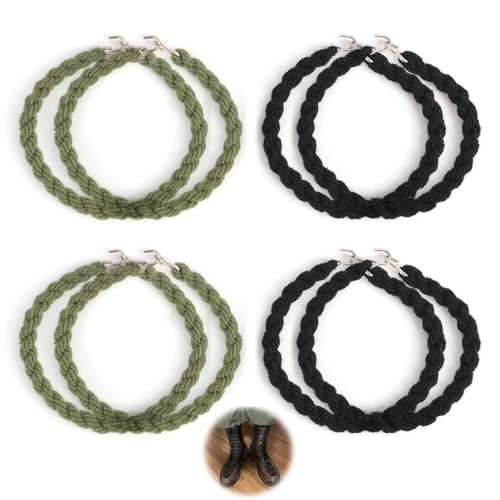 8 Stück Hosengummi Bundeswehr Set, Militärstiefelbänder, Elastische Gummibänder mit Metallhaken, Hosenklammer Fahrrad Outdoor Camping, Bundeswehr Gurtband als Hosenklammern für Radfahrer