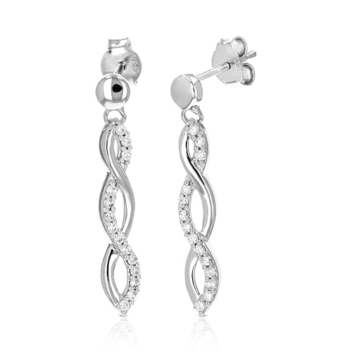 1/4 cttw Diamond Infinity Dangle Earrings 10K White Gold 1 Inch with Push Backs4