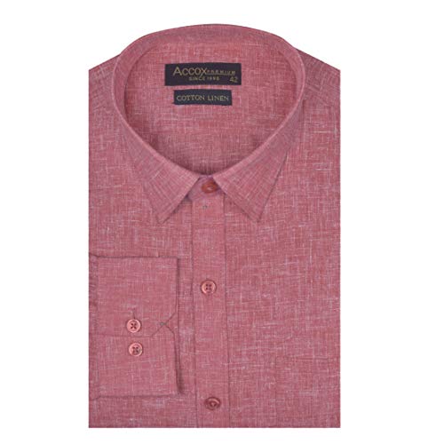 Image of ACCOX Men's Long Full Sleeves Regular Fit Cotton Linen Formal Plain Shirts(GCR53)