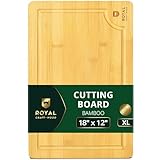 ROYAL CRAFT WOOD Wooden Cutting Boards for Kitchen Meal Prep & Serving - Bamboo Wood Serving Board Set with Deep Juice Groove Side Handles - Charcuterie & Chopping Butcher Block for Meat