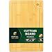 EXTRA LARGE Organic Bamboo Cutting Board with Juice Groove - Best Kitchen Chopping Board for Meat (Butcher Block) Cheese and Vegetables | Anti Microbial Heavy Duty Serving Tray w/Handles - 18 x 12