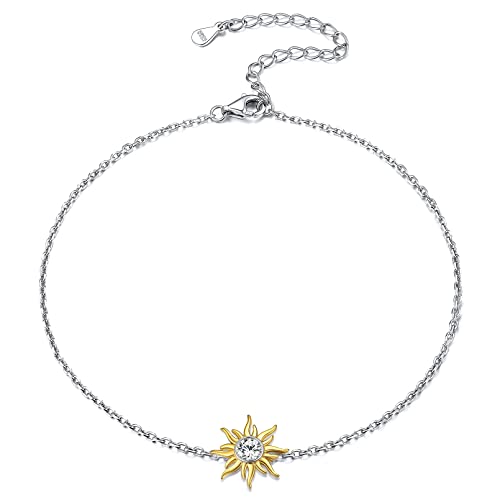 Chicsilver Sun April Birthstone Anklet For Women 925 Sterling Silver Ankle Bracelet Dainty Summer Beach Adjustable Ankle Chain Anklets Jewelry #TOP22