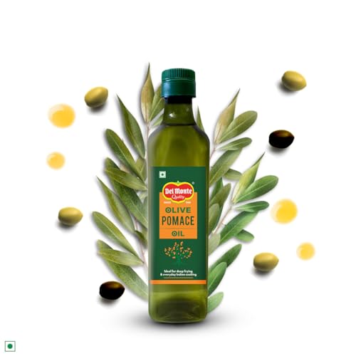 Image of Del Monte Pomace Olive Oil (Imported) | All-purpose everyday cooking oil for regular Indian cooking | Ideal for deep frying, roasting, baking | High MUFA & Low in Saturated Fat | Pomace Olive Oil, 500ml Pet Bottle