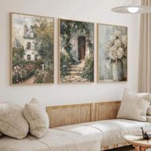 Peinture à l'huile de rose vintage TONGYINLI 60x90cm triptyque pour salon