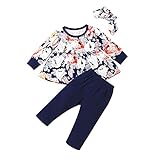 [Cousannory] 子供服 女の子 長袖 tシャツ ロングパンツ 上下セット ベビー服 ボウ フリル カットソー ズボン セットアップ 花柄 赤ちゃん服 かわいい 新生児服 ガールズ スーツ 秋冬 人気 キッズ トップス パンツ 冬服 ギフト(Bネイビー,110)