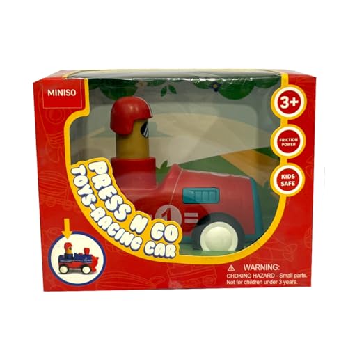Image of MINISO Press N Go Friction-Powered Toy Cars for Kids - Battery-Free Racing Car, Retro Style, Safe & Durable