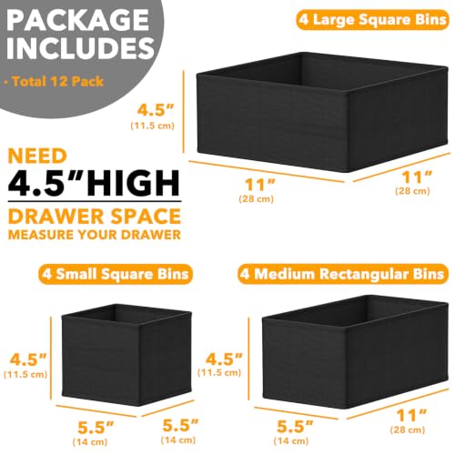 SpaceAid-Drawer-Organizer-Clothes-12-Pack-Dresser-Organizer-Bins-for-Nursery-Closet-Organization-and-Storage-Dividers-for-Clothing-Baby-Clothes-Underwears-Socks-Black