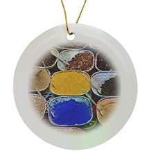 Circle Porcelain Ornament - Colorful Spices in Spice Shop, Bazaar in Luxor, Egypt-AF14 AJE0222 - Adam Jones Markets