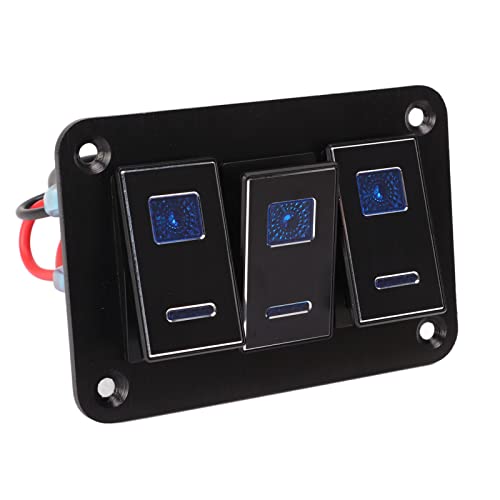 3 grupos de painel de interruptor à prova d'água, DC12V para 24V 30A 5PIN luz LED azul fivela flexí
