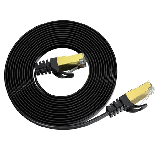 Cable Ethernet Cat 8 plano 1.52 m RJ45 Negro miniatura 1